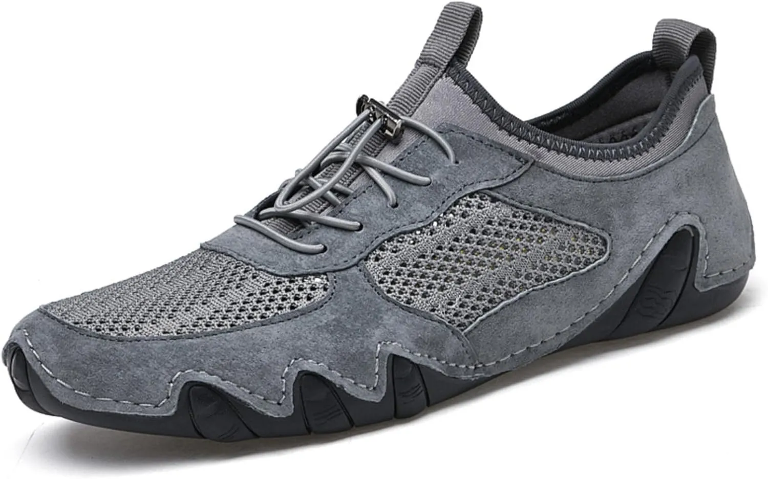 Driving Shoes for Men Breathable Mesh Men's Casual Shoes Slip On Fashion Comfortable Handmade Size9 Grey