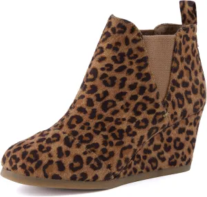 Dunes Women's Zoey Wedge Bootie, Soft Vegan Suede, Easy Slip-On Design, Memory Foam, Wide Widths Available