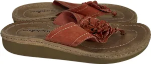 Easy Spirit Women’s Pink Leather Dream Joy Floral Flip Flops - 7.5