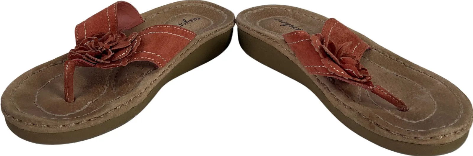 Easy Spirit Women’s Pink Leather Dream Joy Floral Flip Flops - 7.5