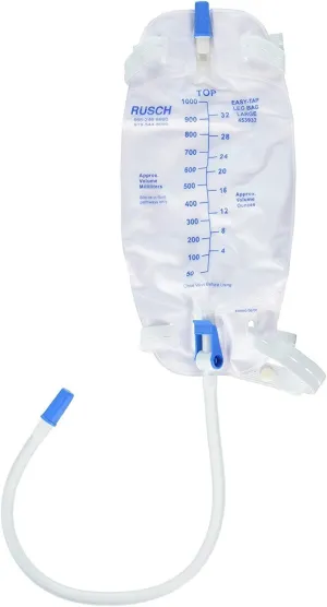 Easy-Tap Leg Bag with Extra 18 Inch PVC Extension Tubing 16.9 Ounce, Sterile, Latex-Free (Pack of 5)