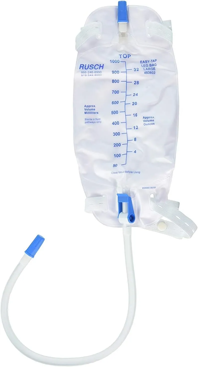 Easy-Tap Leg Bag with Extra 18 Inch PVC Extension Tubing 16.9 Ounce, Sterile, Latex-Free (Pack of 5)