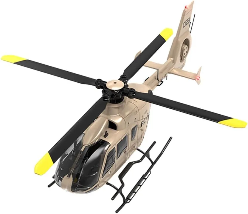 EC135 C123 1/36 Scale RC Helicopter, 2.4GHz 6CH Remote Control Helicopter with 6-Axis Gyro, 3D Flip, Inverted Flight, Altitude Hold, One Key Take Off/Landing - Champagne Gold/3 Battery