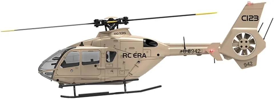 EC135 C123 1/36 Scale RC Helicopter, 2.4GHz 6CH Remote Control Helicopter with 6-Axis Gyro, 3D Flip, Inverted Flight, Altitude Hold, One Key Take Off/Landing - Champagne Gold/3 Battery