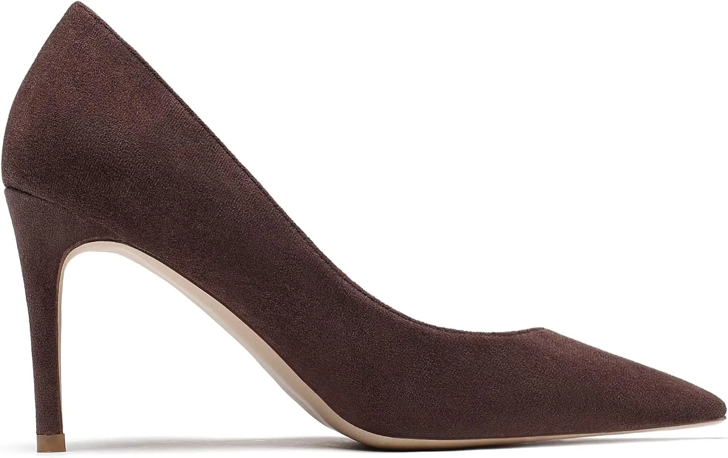 Eldof Women's High Heel Pumps Pointed Toe Suede Heels Slip on Comfort Pumps3.2 Inches for Dress Party Office