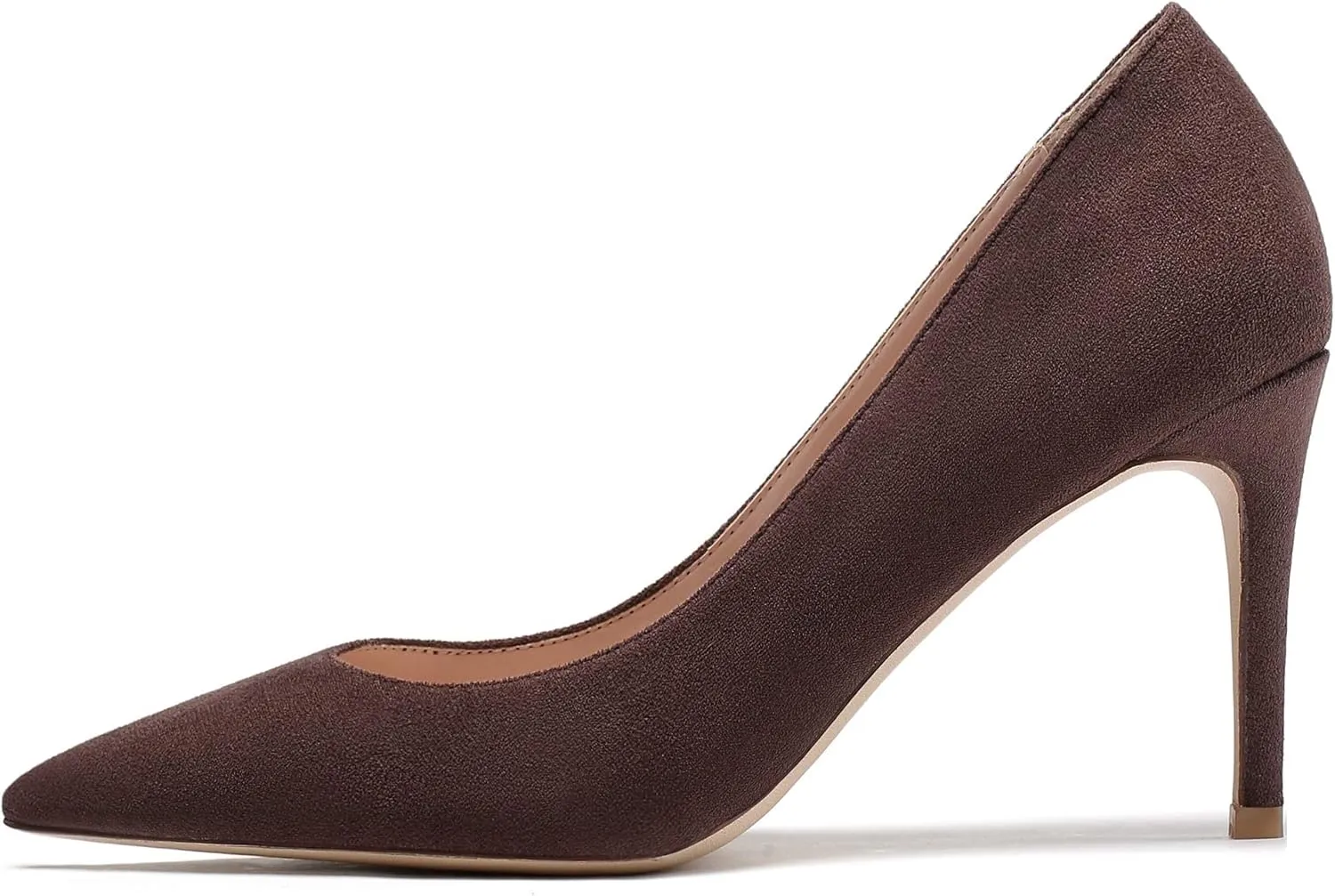 Eldof Women's High Heel Pumps Pointed Toe Suede Heels Slip on Comfort Pumps3.2 Inches for Dress Party Office