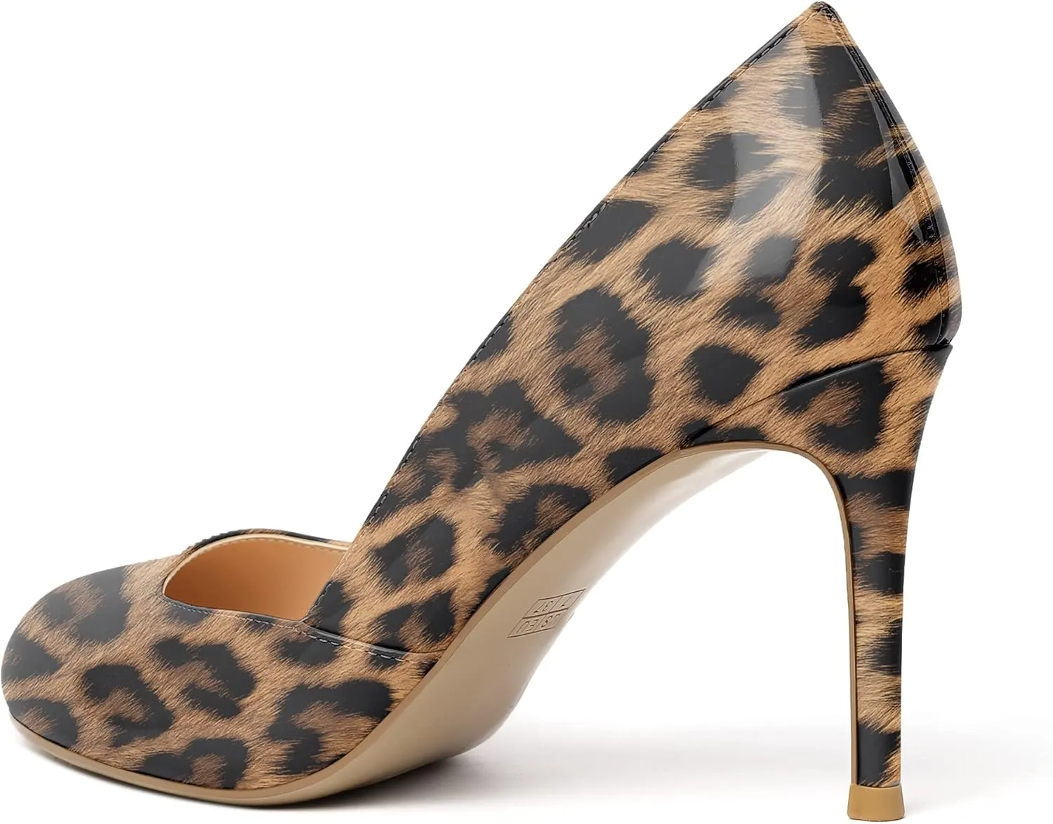 Eldof Women's Round Toe Slip On 3.4 Inch High Heels Cut Out D'Orsay Pumps for Casual Dress Office