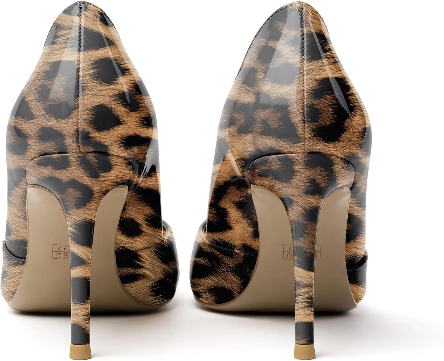 Eldof Women's Round Toe Slip On 3.4 Inch High Heels Cut Out D'Orsay Pumps for Casual Dress Office