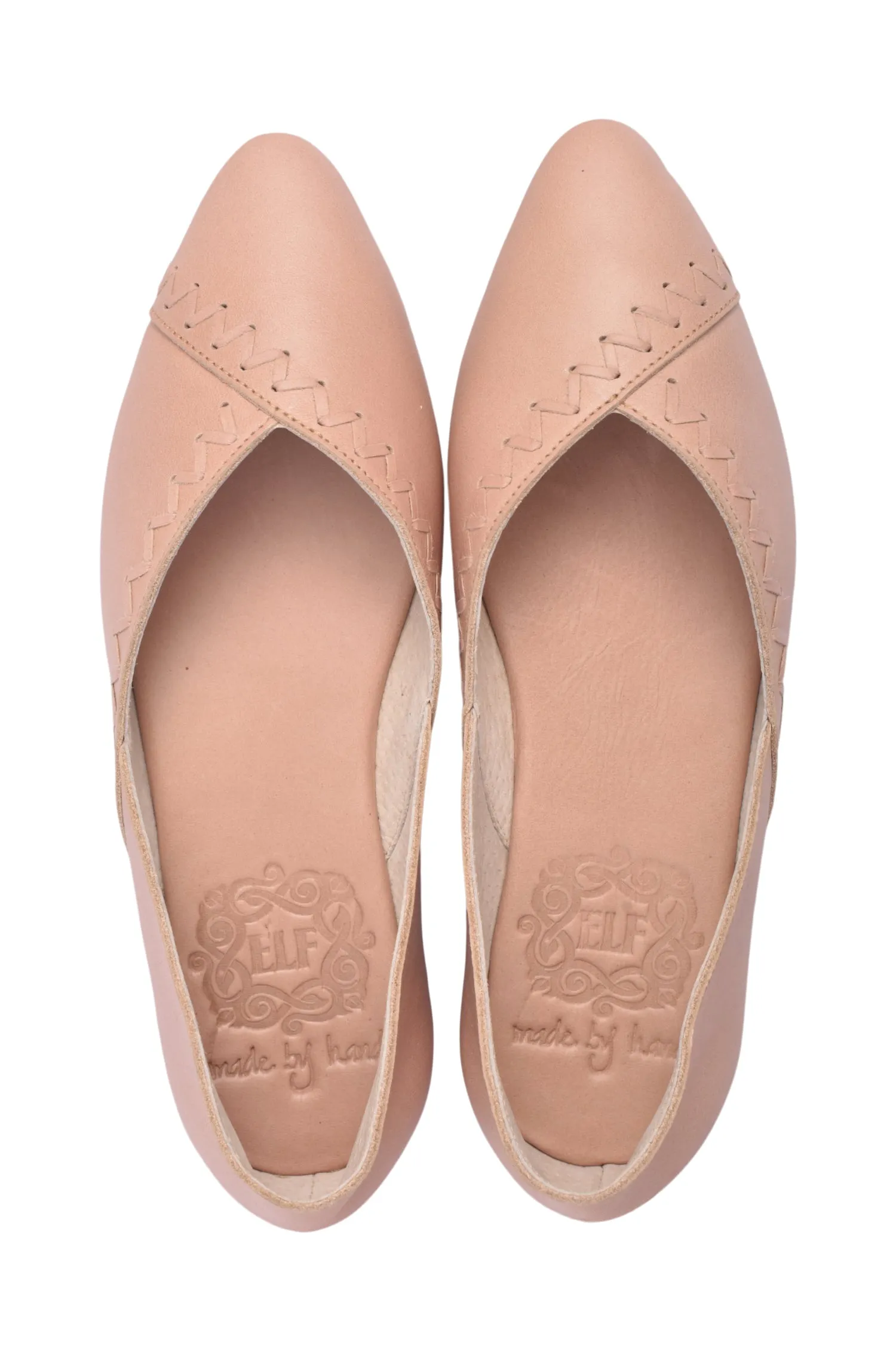 Elle Pointy Toe Leather Ballet Flats by ELF