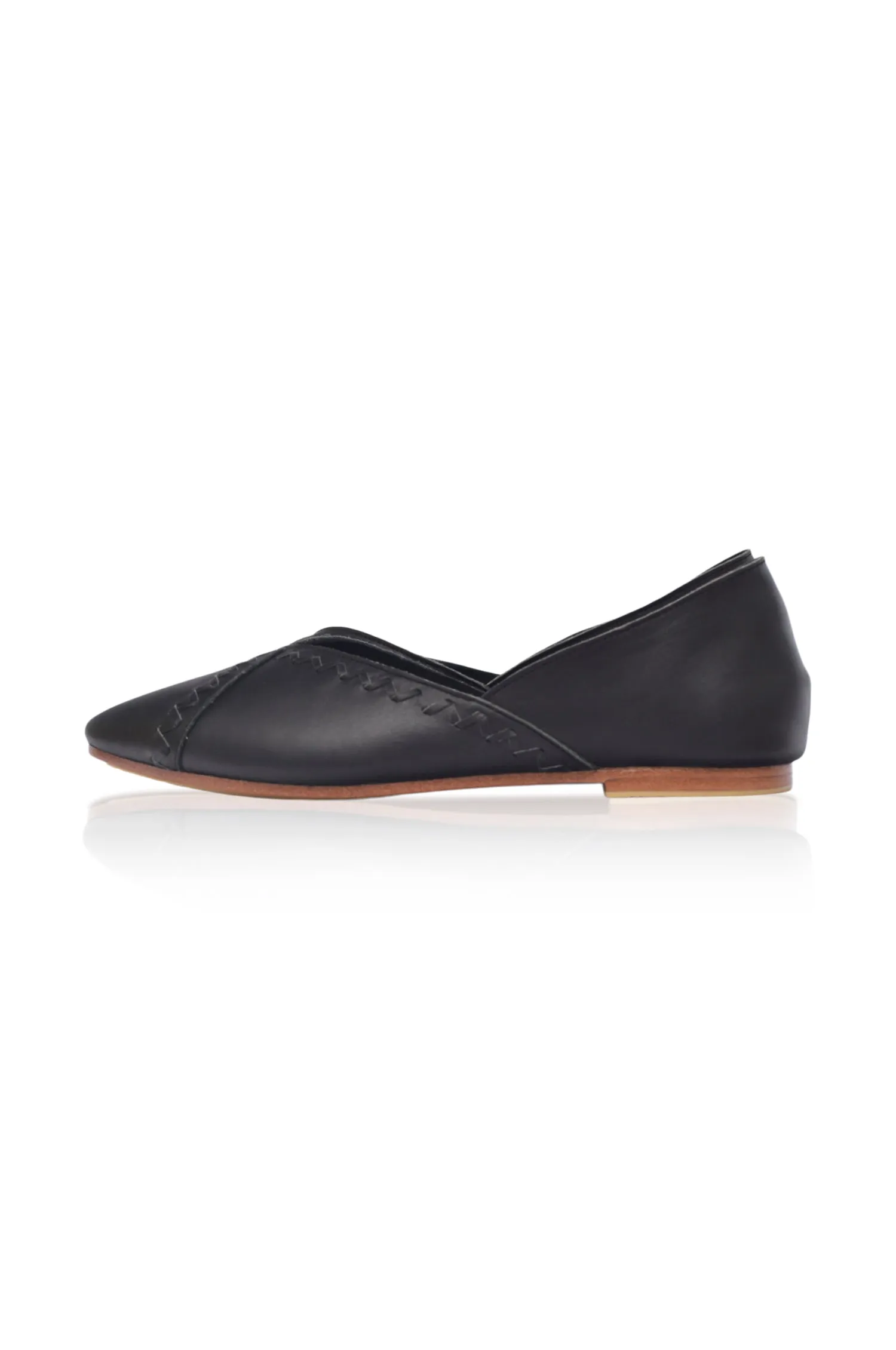 Elle Pointy Toe Leather Ballet Flats by ELF