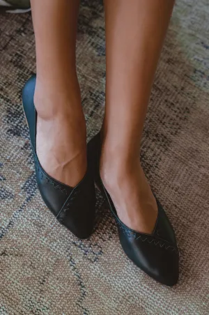 Elle Pointy Toe Leather Ballet Flats by ELF