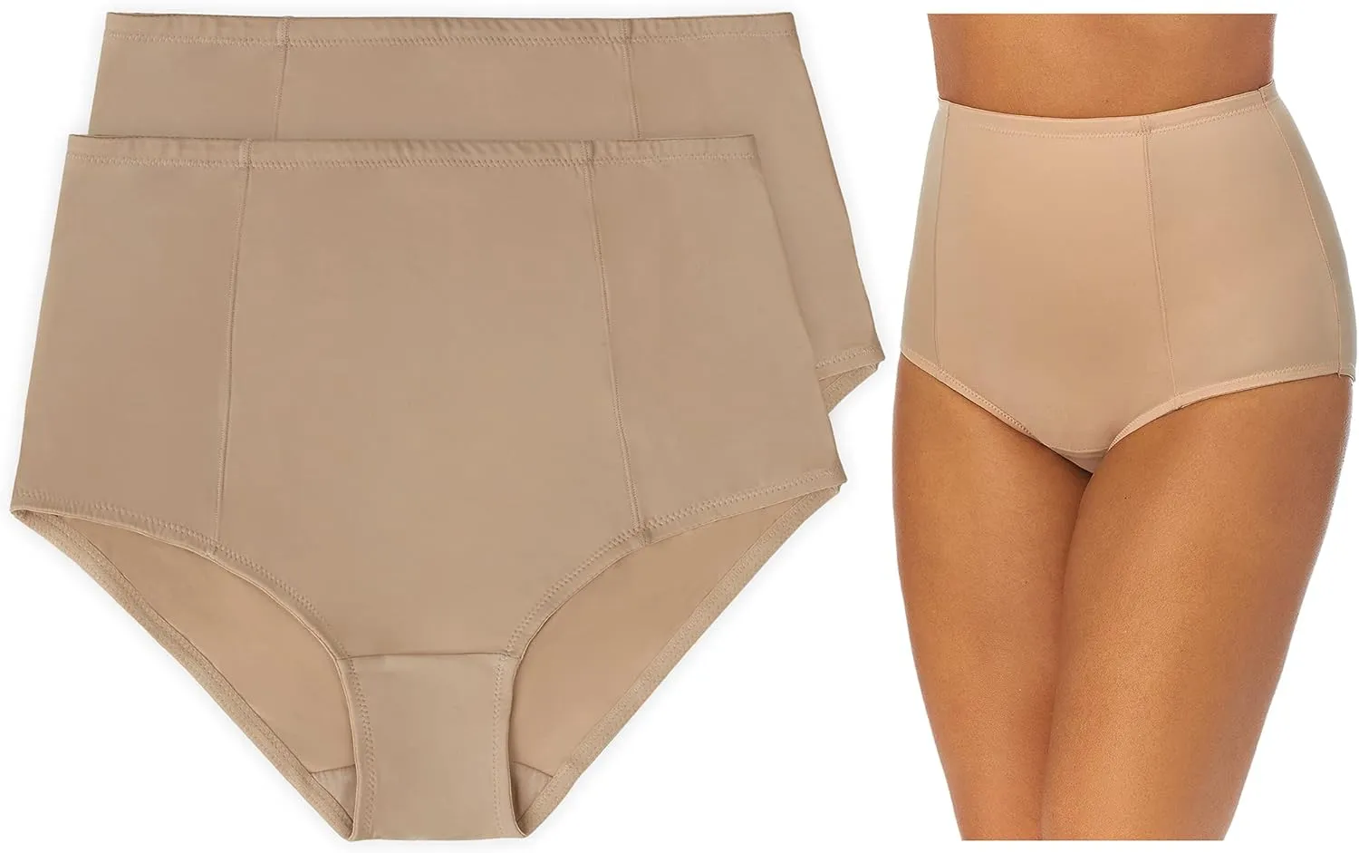 ELLEN TRACY Company Women's Underwear High Waist Control Brief with Extra Tummy Hold 2 Pack Panties