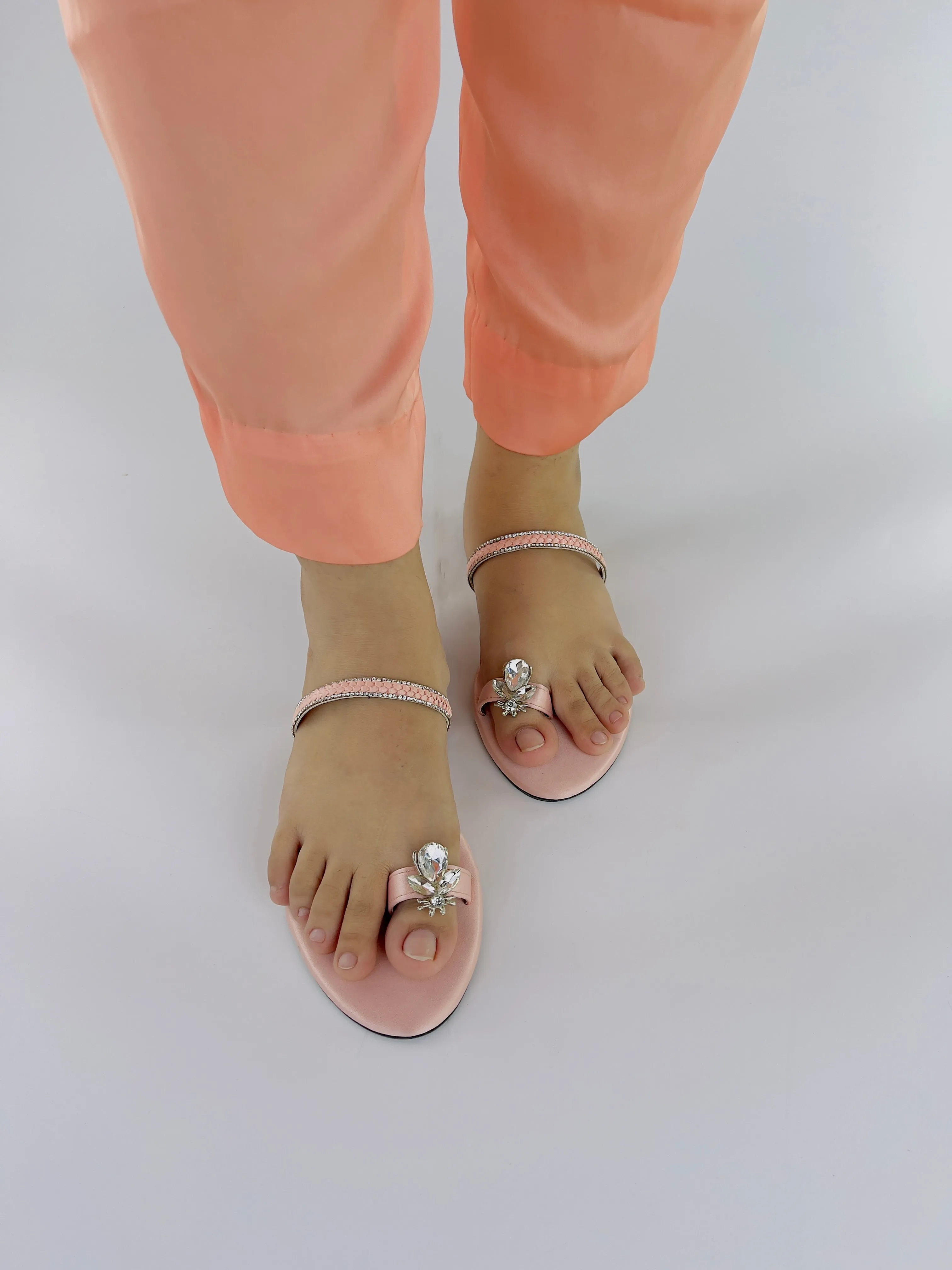 Ember Pink Toe Ring Braid Straps Slip On Flats 11025