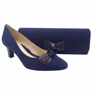 Emis Womens Navy Suede Leather Court Shoe Slip On Shoe - 7705/024
