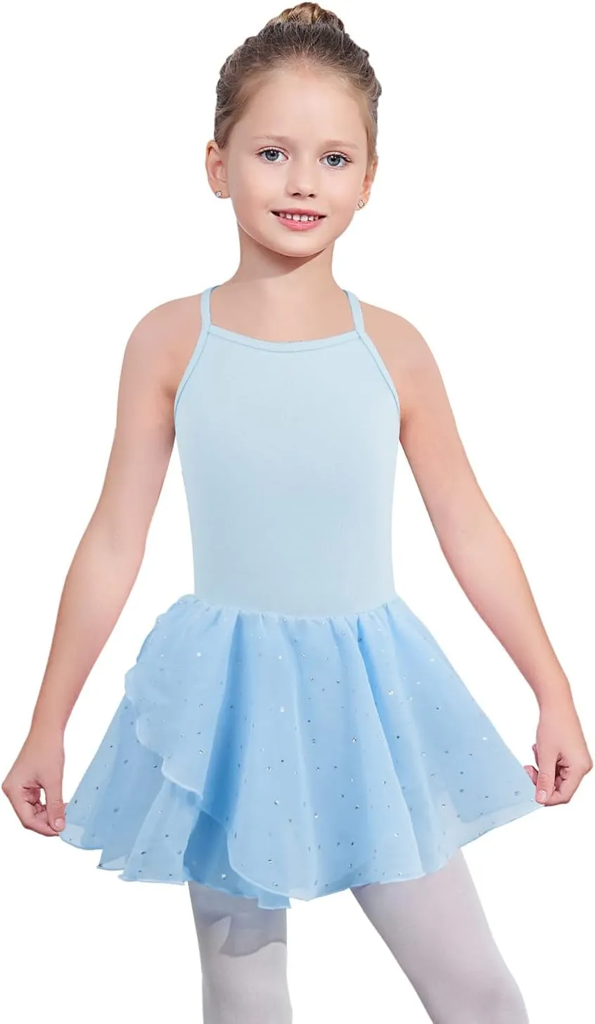 EQSJIU Toddler Ballet Leotard for Girls Dance Skirt Camisole Ballerina Dress Outfit Nude 2-10 Years
