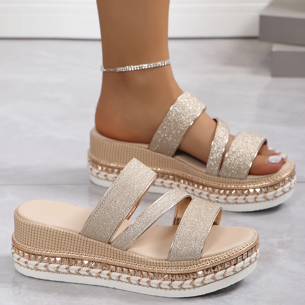 Espadrille Flatform Sandals | Elastic Straps | Stylish and Comfortable