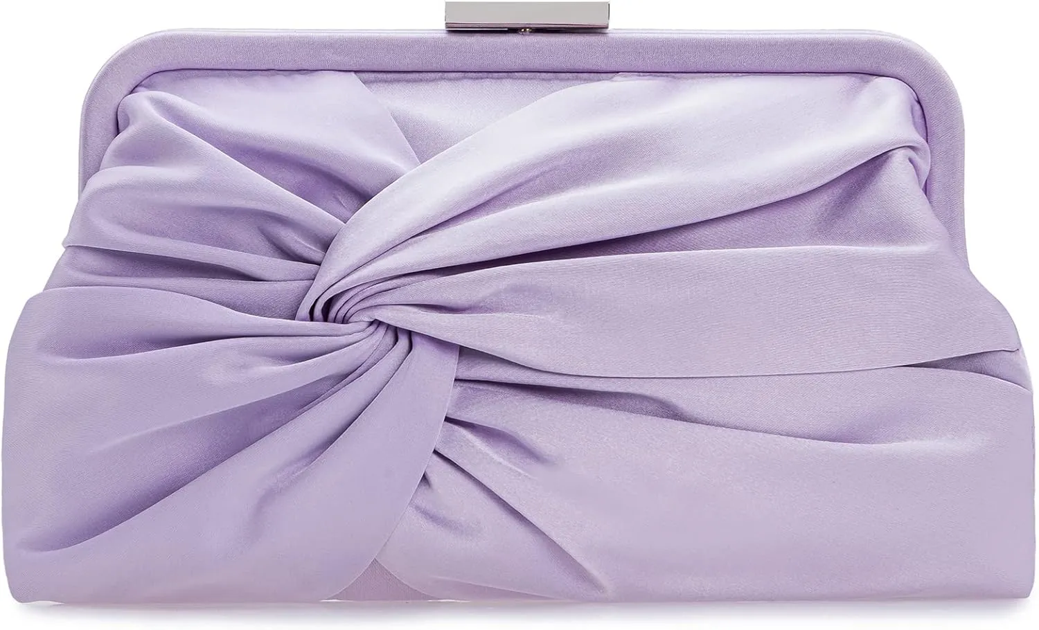 Evening Purse for Women Dressy Soft Pleated Knot Party Clutch Satin Frame Formal Handbag for Wedding/Prom/Cocktail