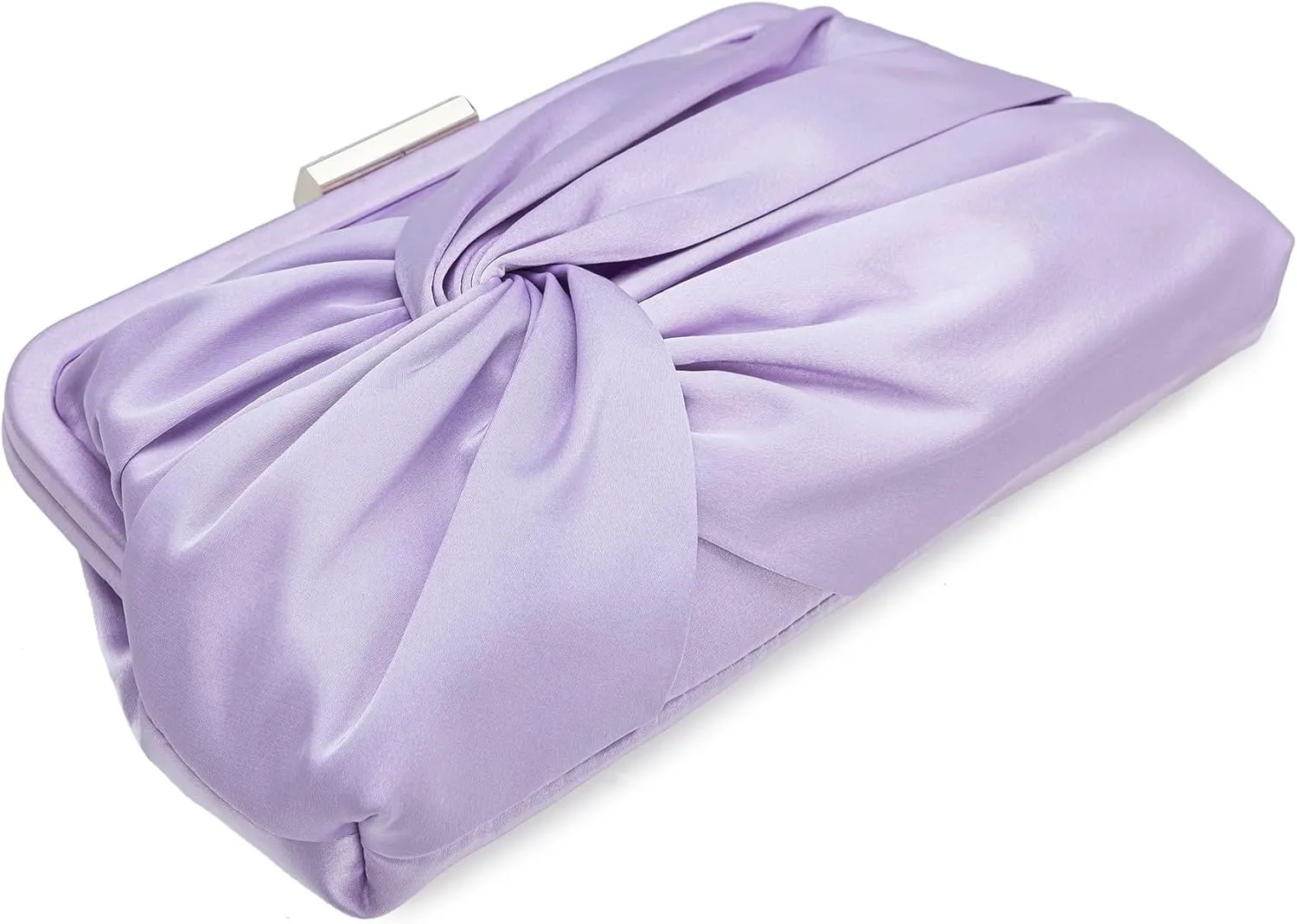 Evening Purse for Women Dressy Soft Pleated Knot Party Clutch Satin Frame Formal Handbag for Wedding/Prom/Cocktail