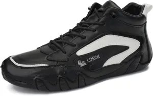 Explorer Hiking Shoes Soft Leather Slip On Shoes for Men Waterproof Casual Sneakers Non-Slip Breathable Chukka (Color : Black, Size : US7.5)