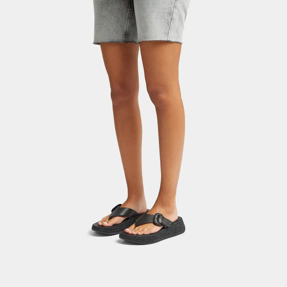 F-MODE Espadrille Adjustable Leather Flatform Toe-Posts