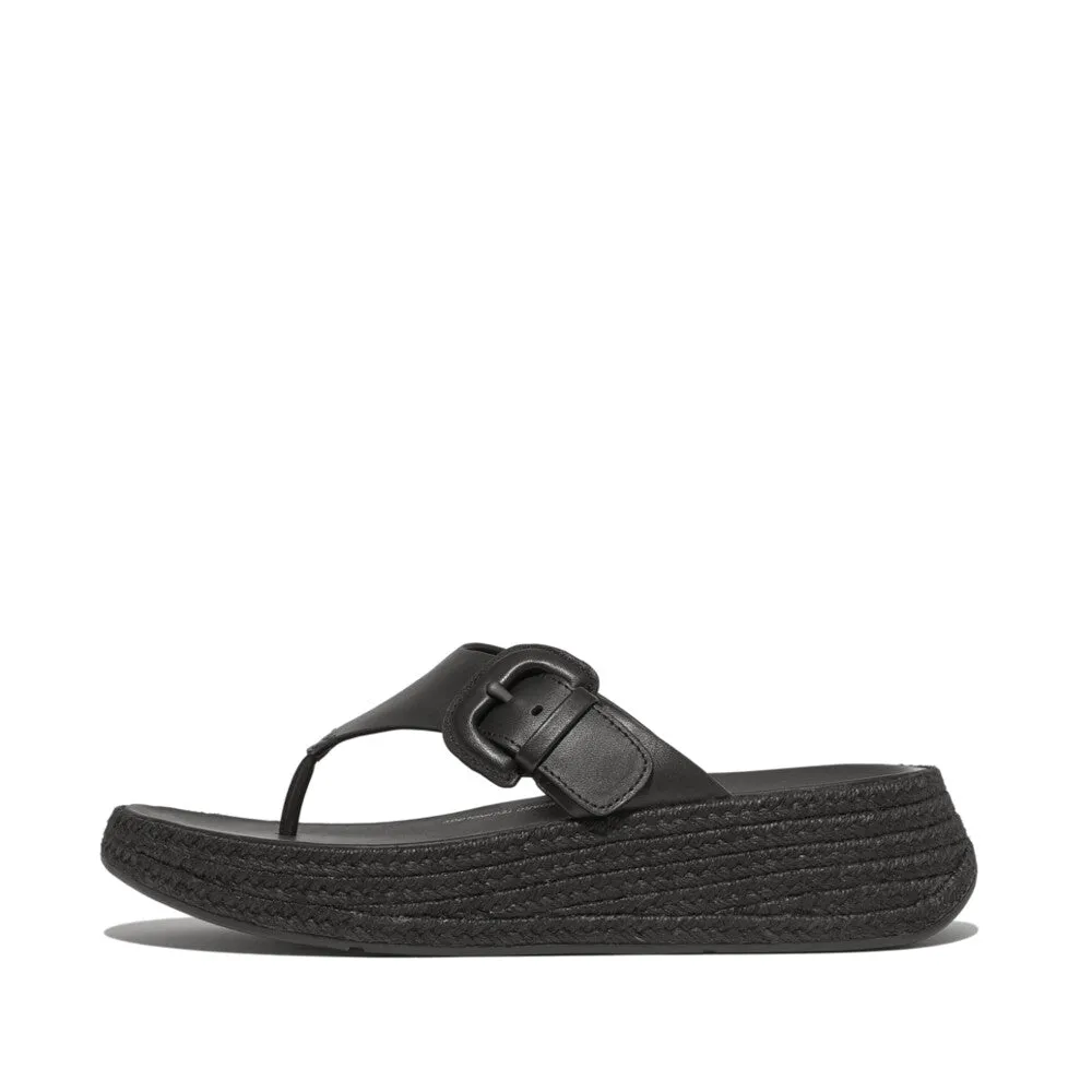F-MODE Espadrille Adjustable Leather Flatform Toe-Posts