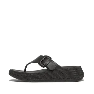F-MODE Espadrille Adjustable Leather Flatform Toe-Posts