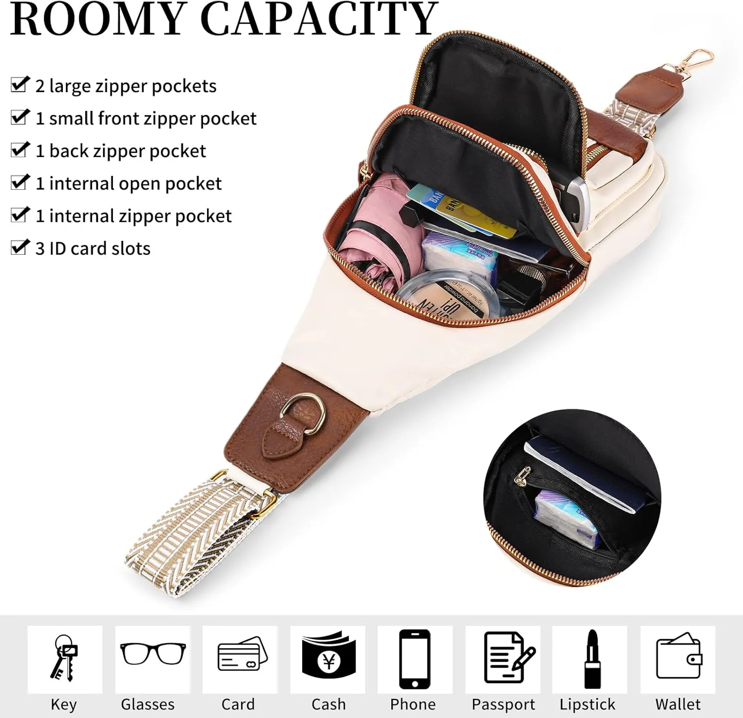 FALAN MULE Crossbody Bags for Women Leather Sling Chest Bag Trendy Fanny Packs for Women