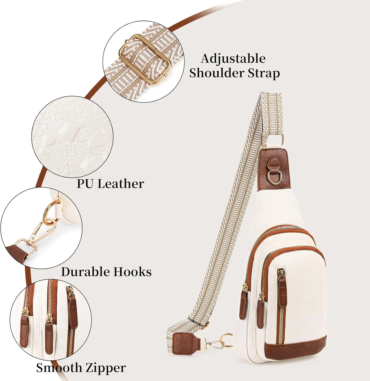 FALAN MULE Crossbody Bags for Women Leather Sling Chest Bag Trendy Fanny Packs for Women