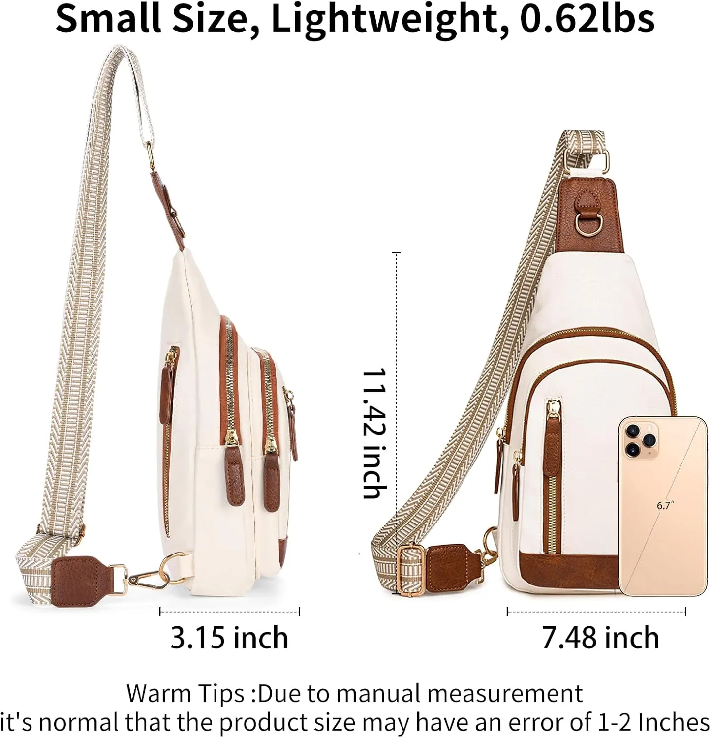 FALAN MULE Crossbody Bags for Women Leather Sling Chest Bag Trendy Fanny Packs for Women