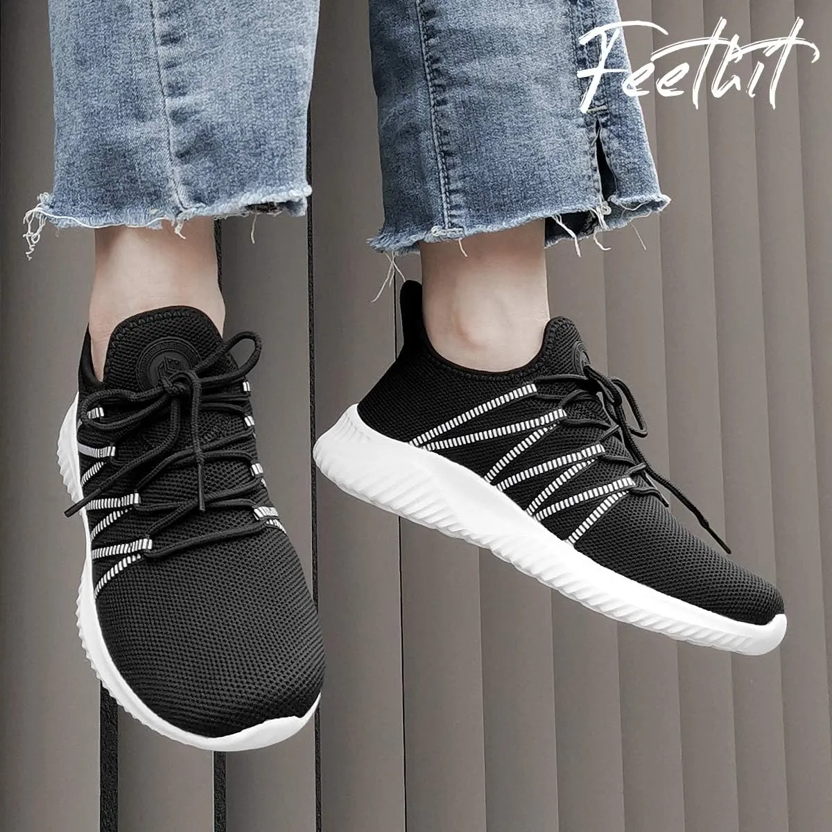Feethit Womens Slip On Running Shoes Non Slip Walking Shoes Lightweight Gym Workout Shoes Breathable Fashion Sneakers