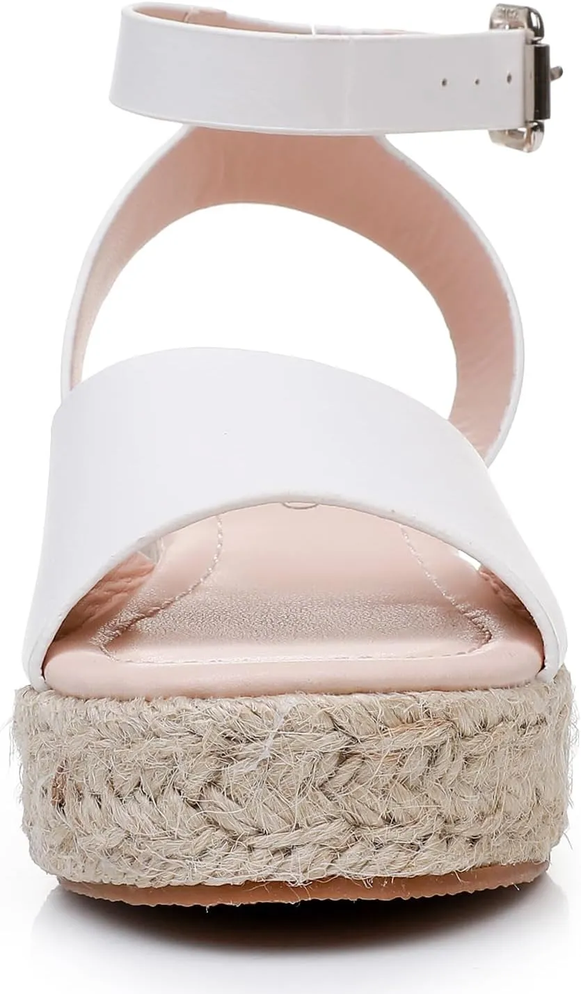 Felabo Girls' Flatform Espadrille Sandals – Open-Toe, Adjustable Ankle Strap, Casual Summer Shoes (Little Kid/Big Kid)