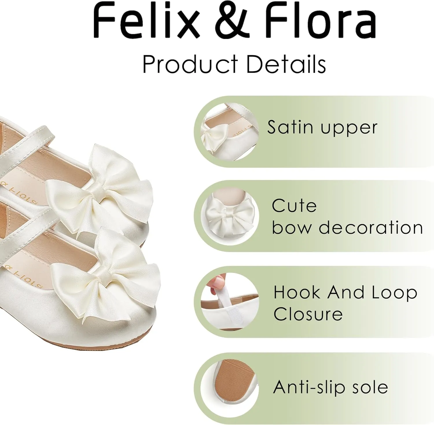 Felix & Flora Toddler Flower Girl Dress Shoes - Girl Ballet Flats Party School Shoes Wedding