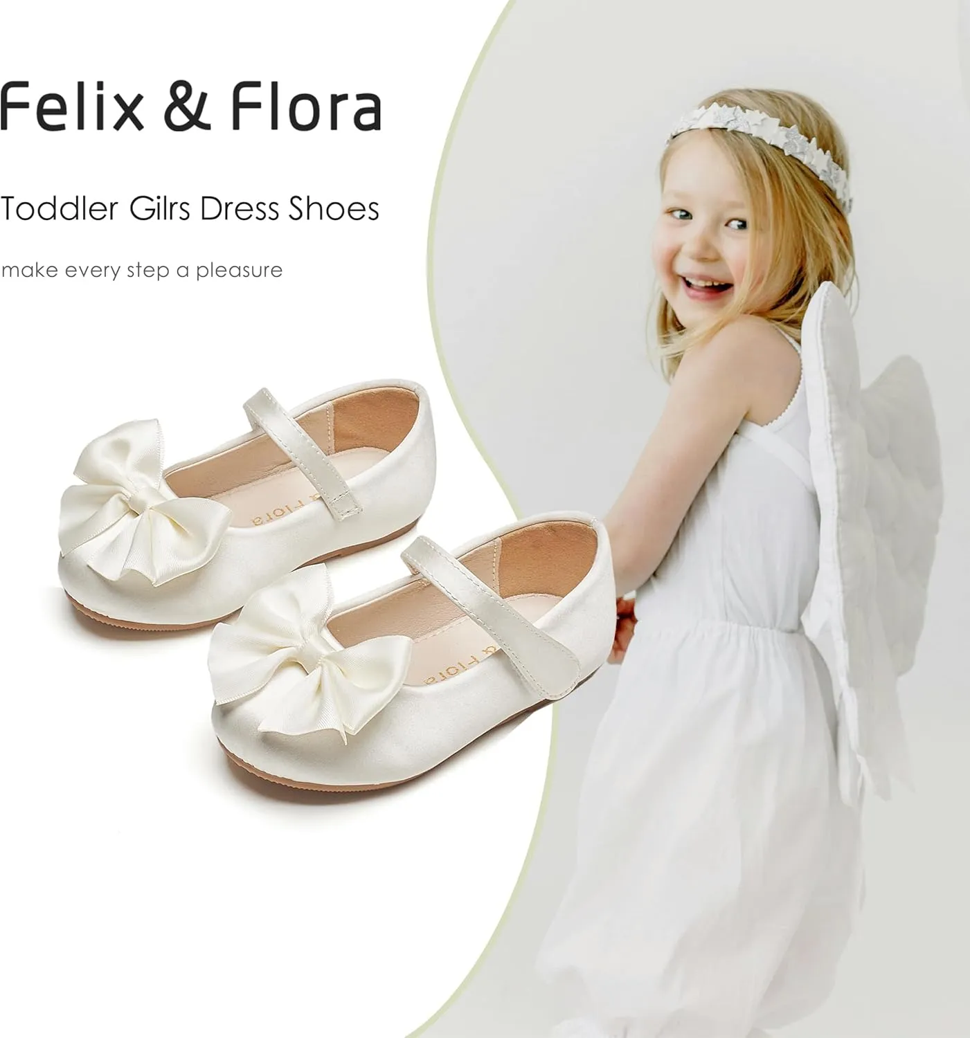 Felix & Flora Toddler Flower Girl Dress Shoes - Girl Ballet Flats Party School Shoes Wedding