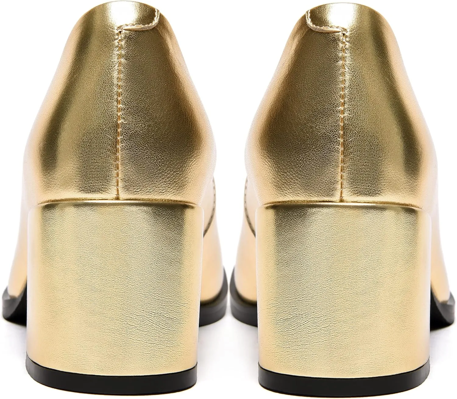 FEMSTEP Womens Casual Slip On Block Matte Leather Square Toe Chunky Low Heel Pumps Shoes 2.5 Inch