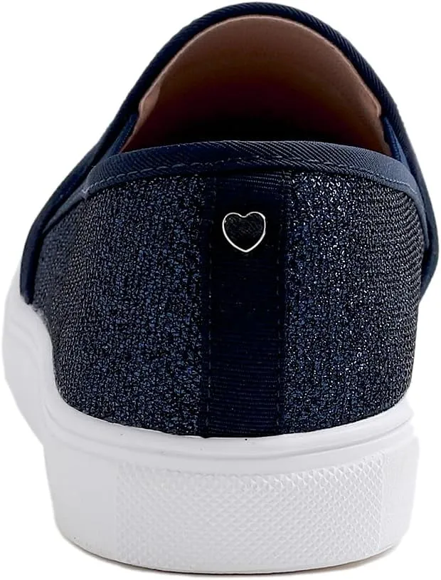 FEVERSOLE Women's Fashion Shiny Soft Slip On Sneaker Sparkle Casual Comfort Loafers