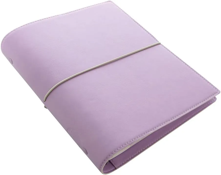 Filofax Domino Soft Organizer, A5 Size, Orchid - Smooth, Leather-Look, Grain Effect, Tactile, Six Rings, Week-to-View Calendar Diary, Multilingual, 2025 (C022605-25)