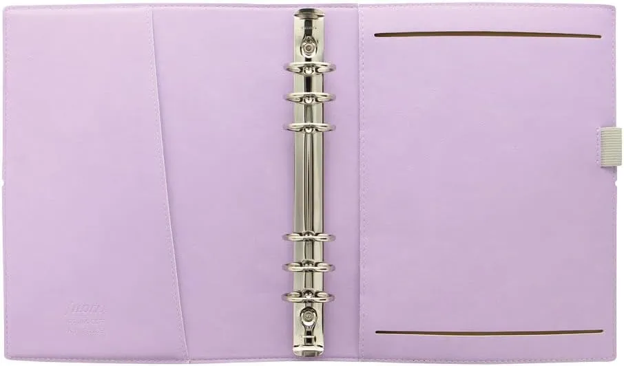 Filofax Domino Soft Organizer, A5 Size, Orchid - Smooth, Leather-Look, Grain Effect, Tactile, Six Rings, Week-to-View Calendar Diary, Multilingual, 2025 (C022605-25)