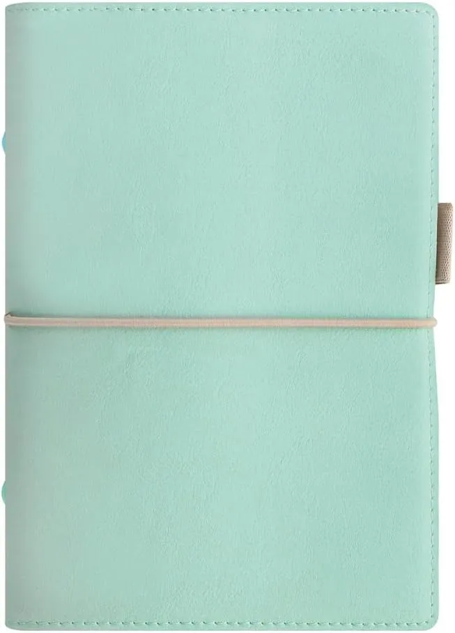 Filofax Domino Soft Organizer, Personal Size, Duck Egg - Smooth, Leather-Look, Grain Effect, Tactile, Six Rings, Week-to-View Calendar Diary, Multilingual, 2025 (C022579-25)