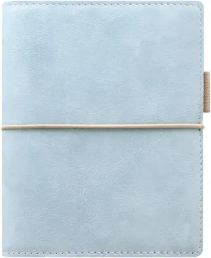 Filofax Domino Soft Organizer, Pocket Size, Pale Blue - Smooth, Leather-Look, Grain Effect, Tactile, Six Rings, Week-to-View Calendar Diary, Multilingual, 2025 (C022582-25)