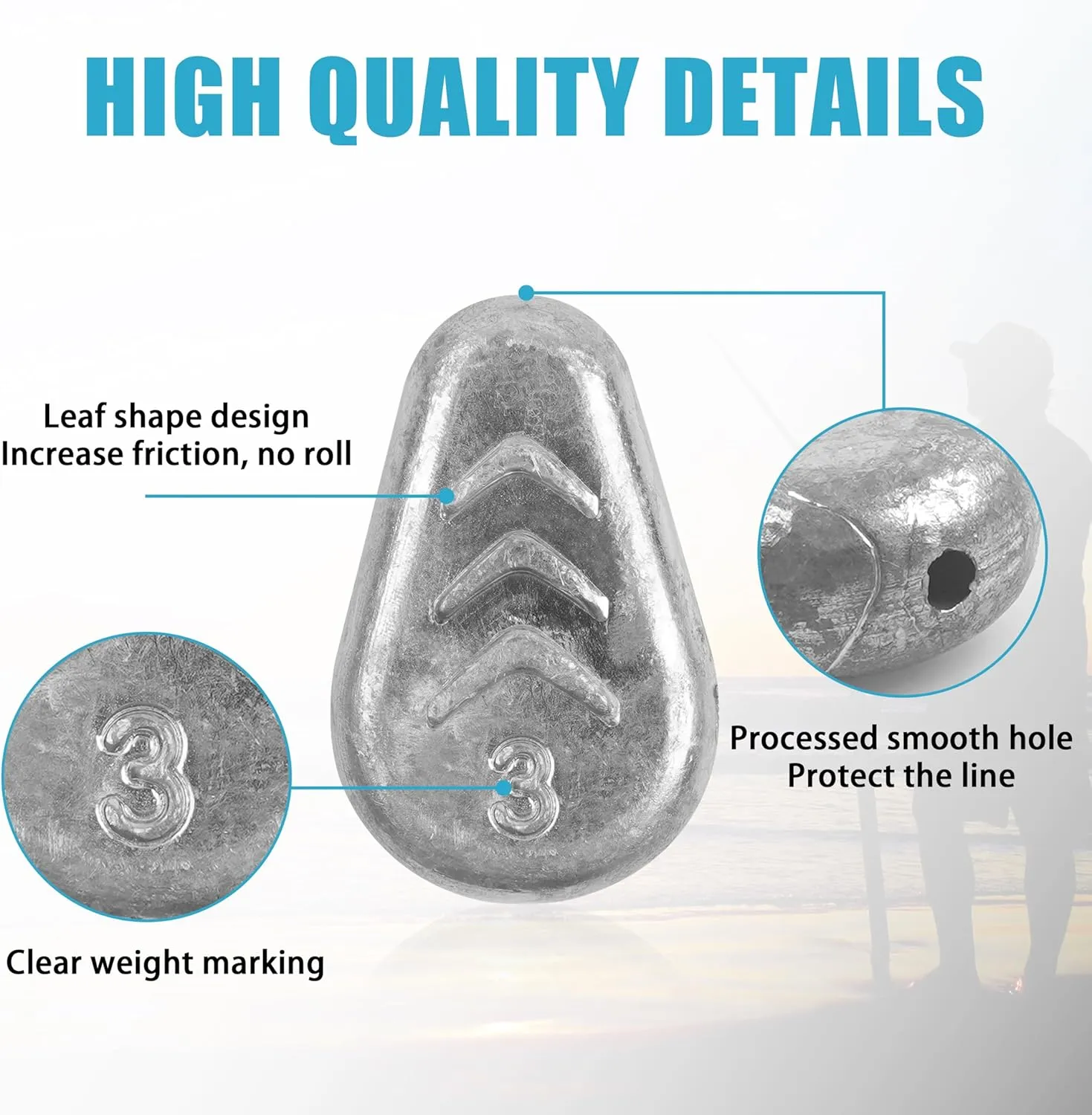 Fishing Weight Sinker Surf Fishing No-Roll Sinker Lead Weight No Snagging Flat Inline Sinker for Catfish Rig Saltwater Freshwater 5Pieces/10Pieces