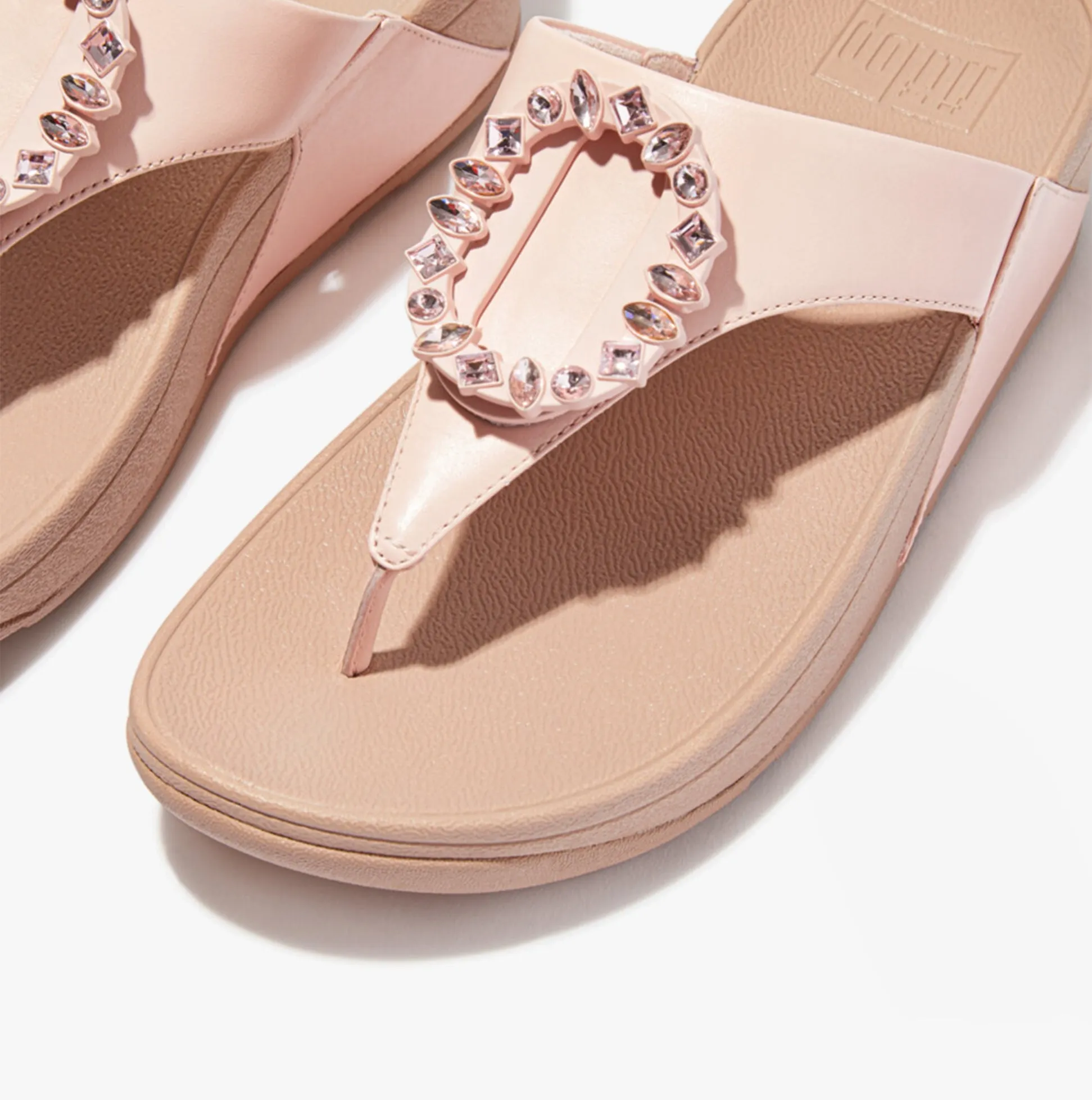 FitFlop LULU CRYSTAL Womens Toe-Post Sandals Pink Salt