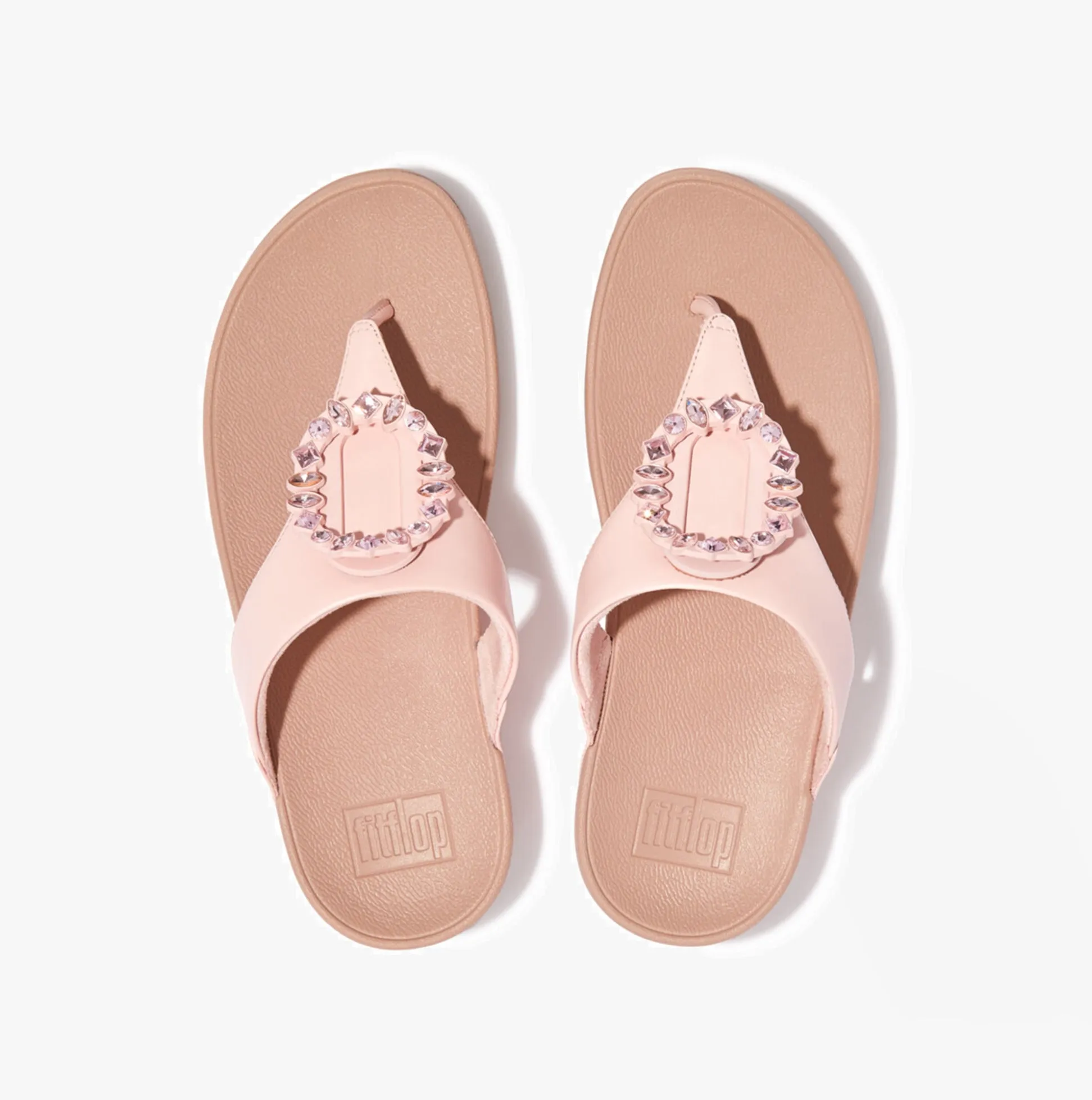 FitFlop LULU CRYSTAL Womens Toe-Post Sandals Pink Salt