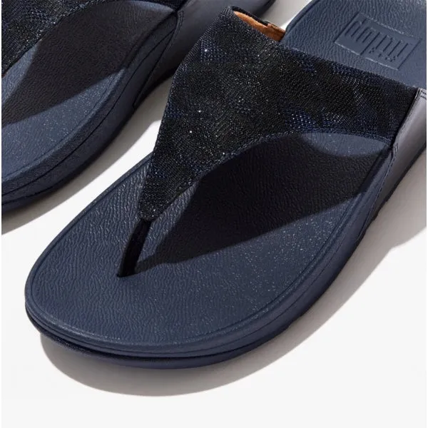 FitFlop LULU GLITZ Womens Toe-Post Sandals Midnight Navy