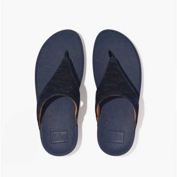 FitFlop LULU GLITZ Womens Toe-Post Sandals Midnight Navy
