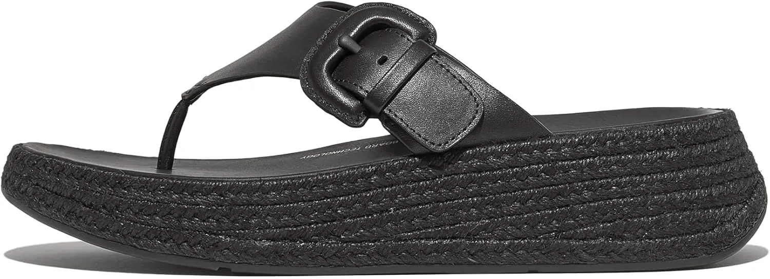 FitFlop Women's F-Mode Espadrille Adj. Leather Flatform Toe-Thongs Wedge Sandal
