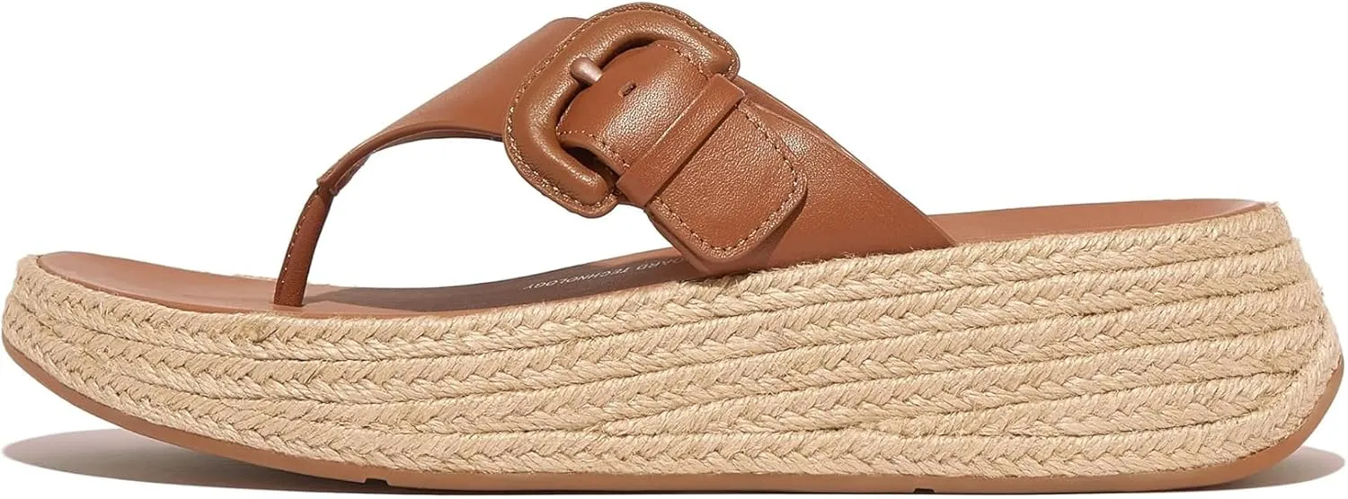 FitFlop Women's F-Mode Espadrille Adj. Leather Flatform Toe-Thongs Wedge Sandal