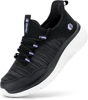 FitVille Women's Slip On Sneakers Wide Shoes Hands Free Running Shoes Slip-On Walking Shoes for Flat Feet Plantar Fasciitis Heel Pain Relief - Cloud Walker V7