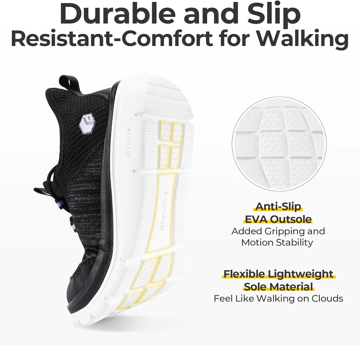 FitVille Women's Slip On Sneakers Wide Shoes Hands Free Running Shoes Slip-On Walking Shoes for Flat Feet Plantar Fasciitis Heel Pain Relief - Cloud Walker V7