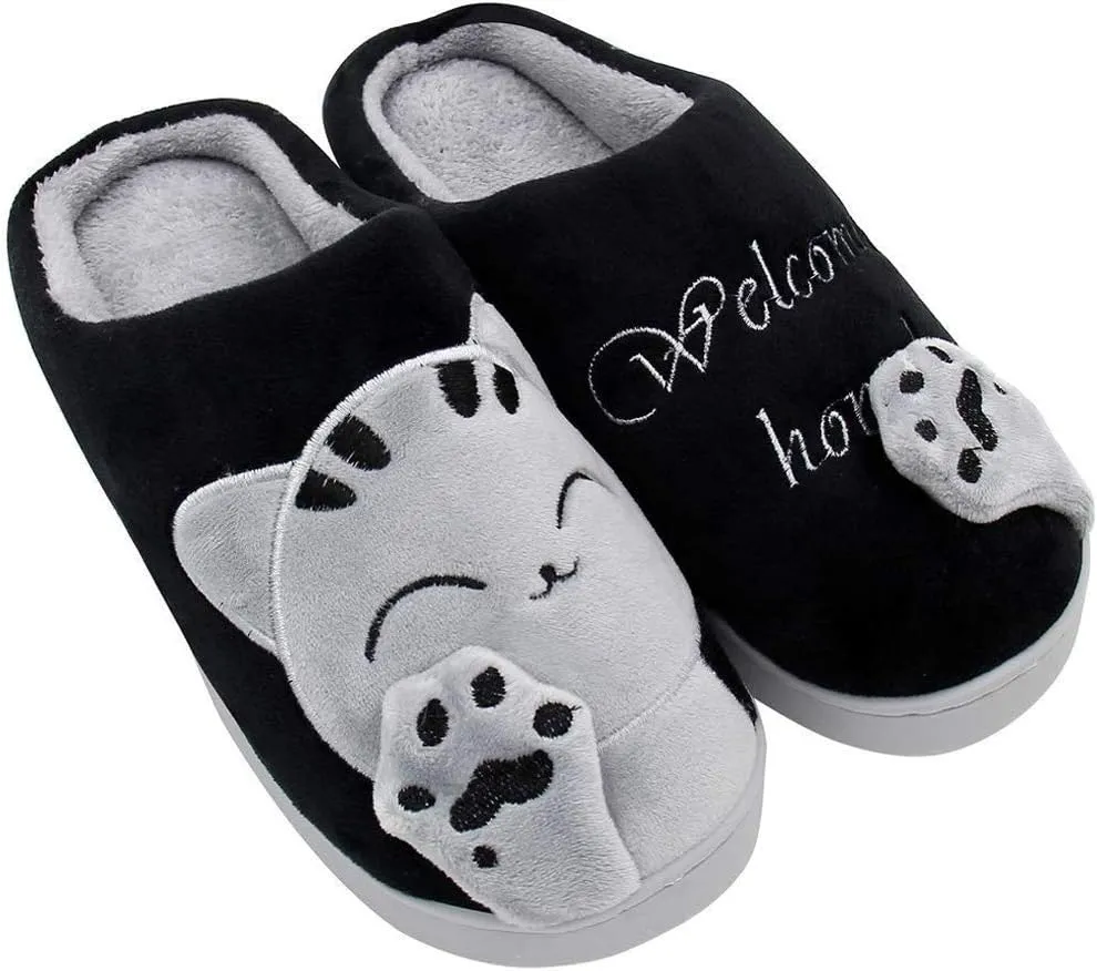 FJWYSANGU Womens & Mens Memory Foam Fuzzy Warm Slip On House Slippers - Cute Animal Slippers - Soft Plush Home Shoes - Indoor & Outdoor