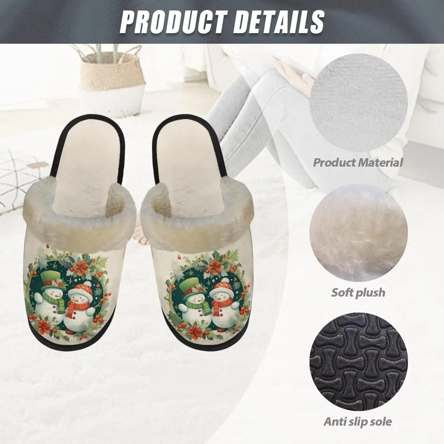 Flashideas House Slippers for Woman Fuzzy Keep Warm for Winter Indoor Soft Cushion Non-slip Fluffy Slides Slippers